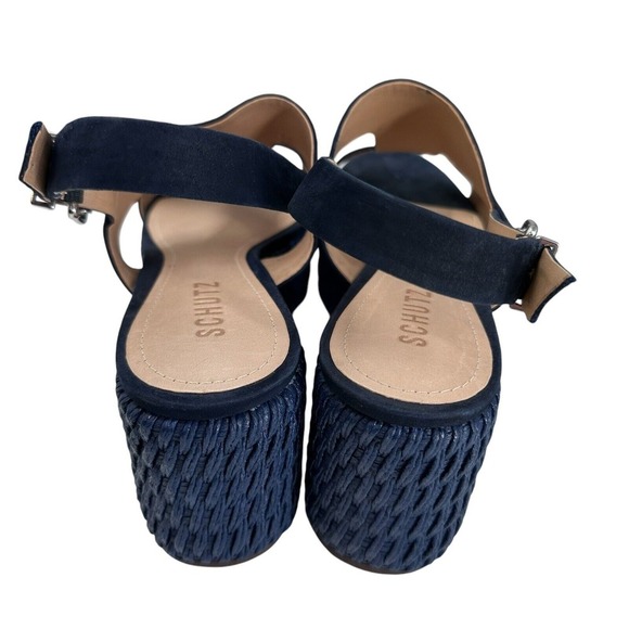 SCHUTZ Women's 3" Sandal Platform Blue Sz 9B Nubuck NWT‎ - Picture 4 of 7